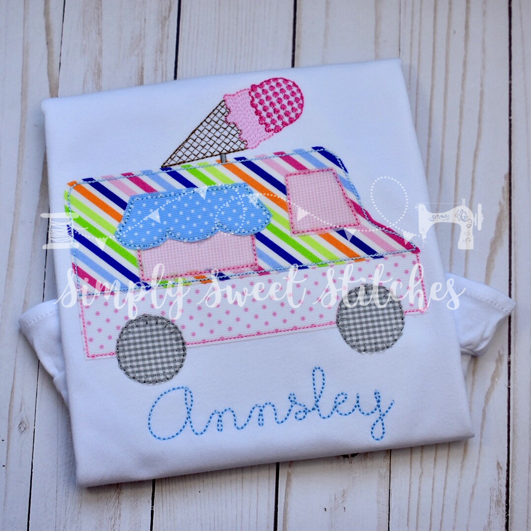 1340 - ICE CREAM TRUCK - APPLIQUE CHILD SHIRT