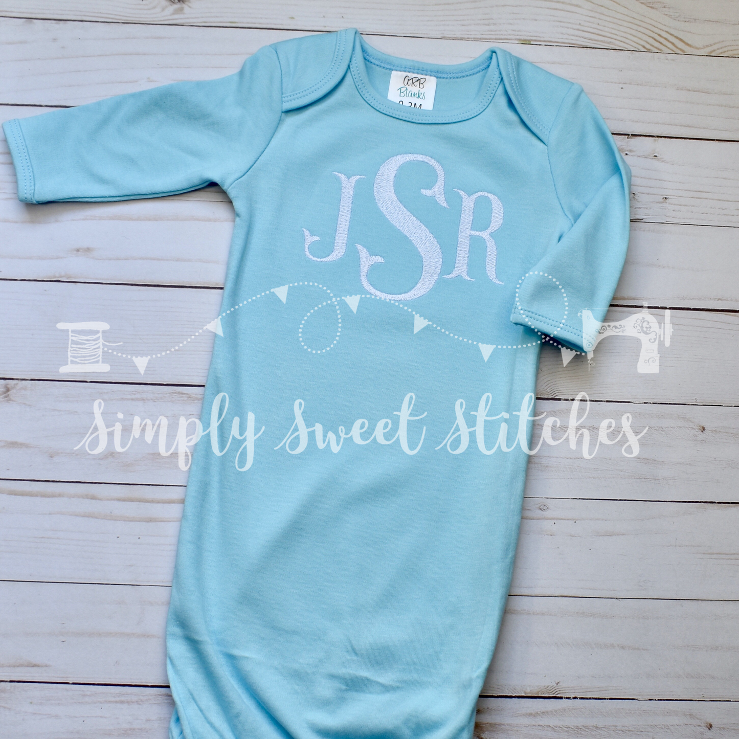 1395 - BOY MONOGRAM - EMBROIDERY BABY GOWN