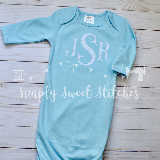 1395 - BOY MONOGRAM - EMBROIDERY BABY GOWN