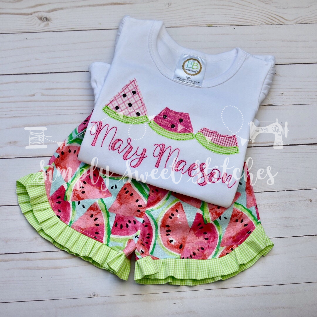 1393 - WATERMELON TRIO - APPLIQUE CHILD SHIRT