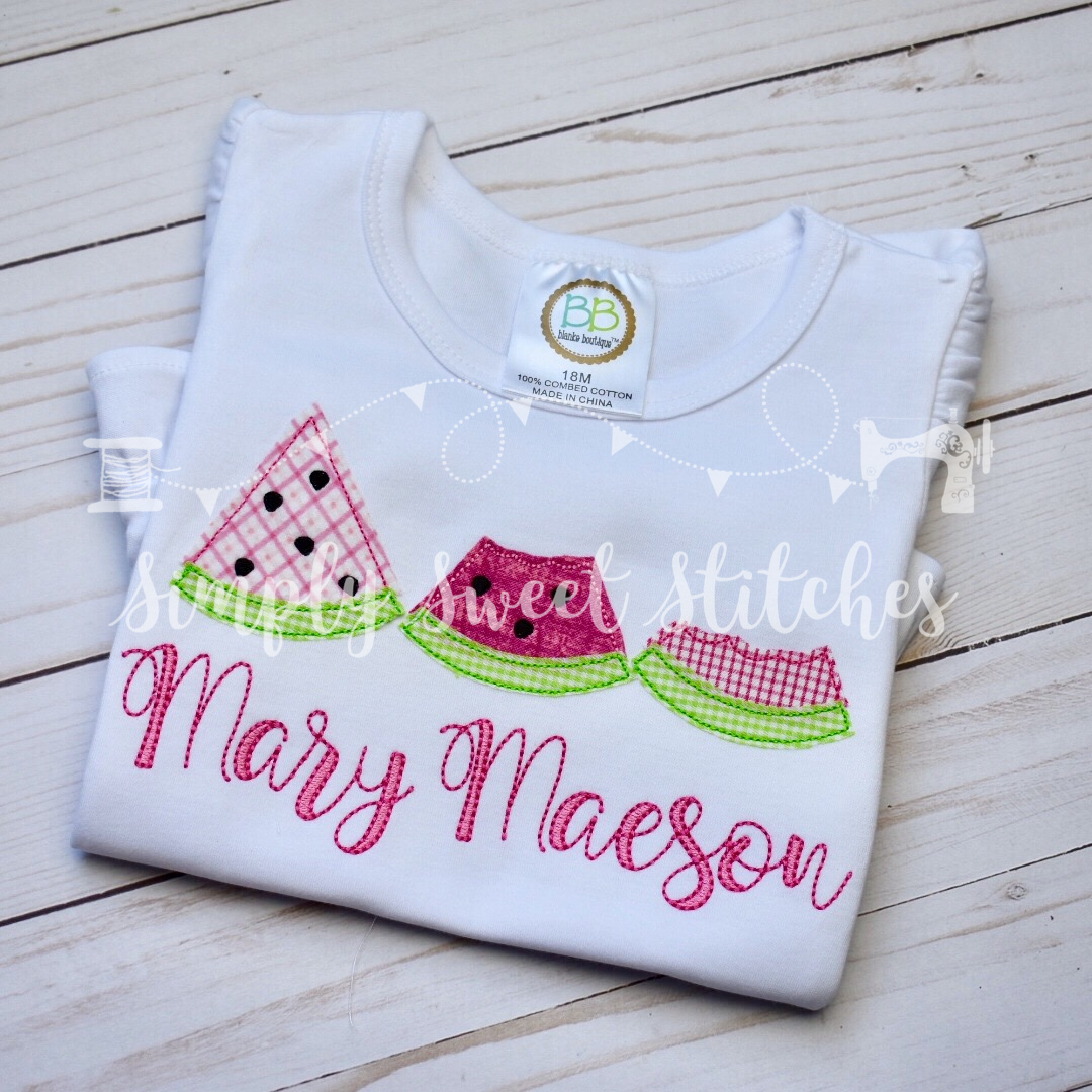 1393 - WATERMELON TRIO - APPLIQUE CHILD SHIRT