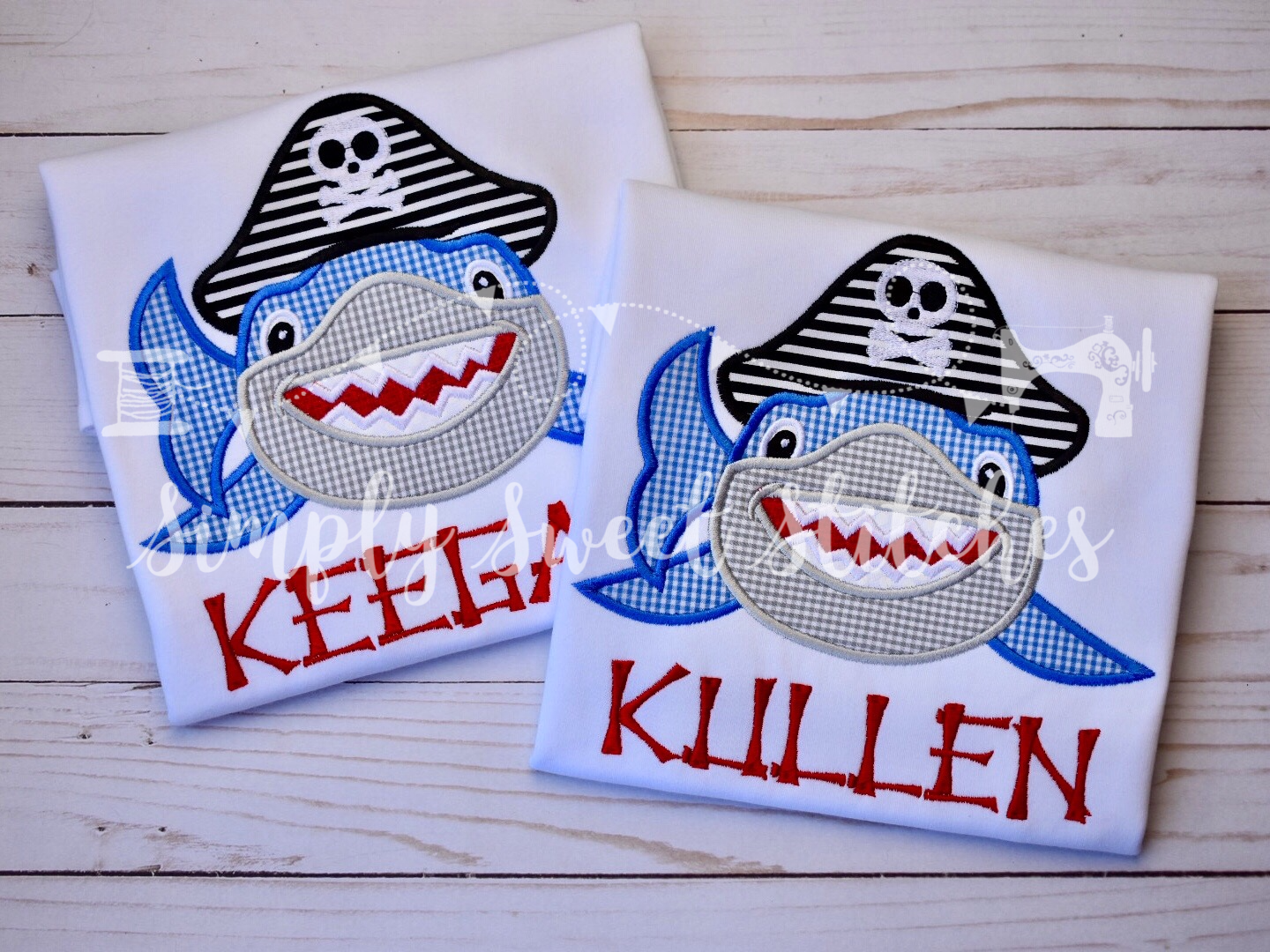1040 - PIRATE SHARK - APPLIQUE CHILD SHIRT