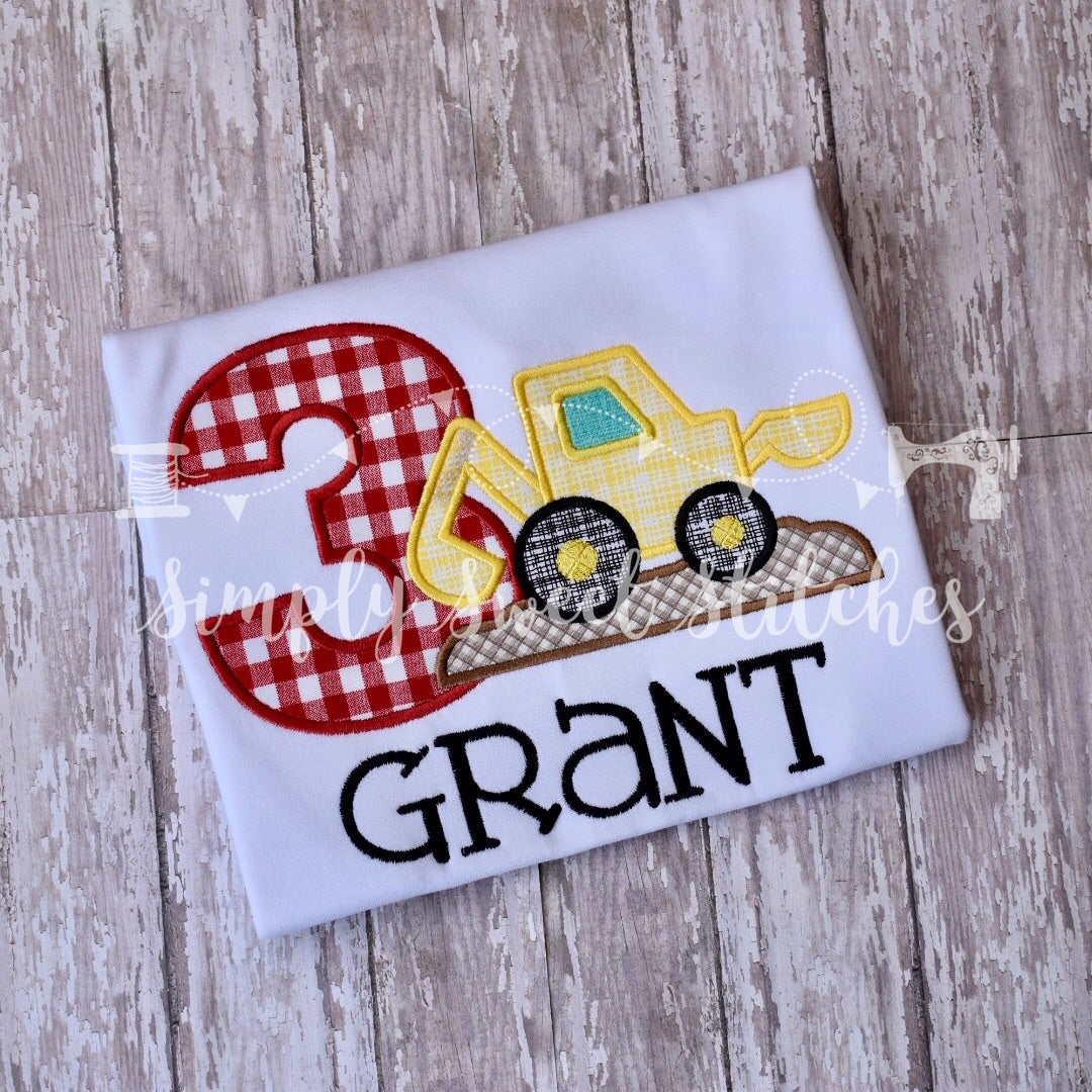 1476 - CONSTRUCTION BIRTHDAY NUMBER - APPLIQUE CHILD SHIRT