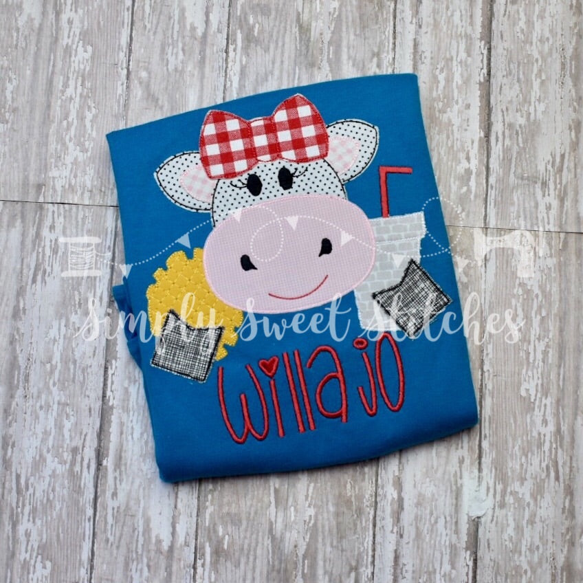 1435 - FAST FOOD COW - APPLIQUE CHILD SHIRT