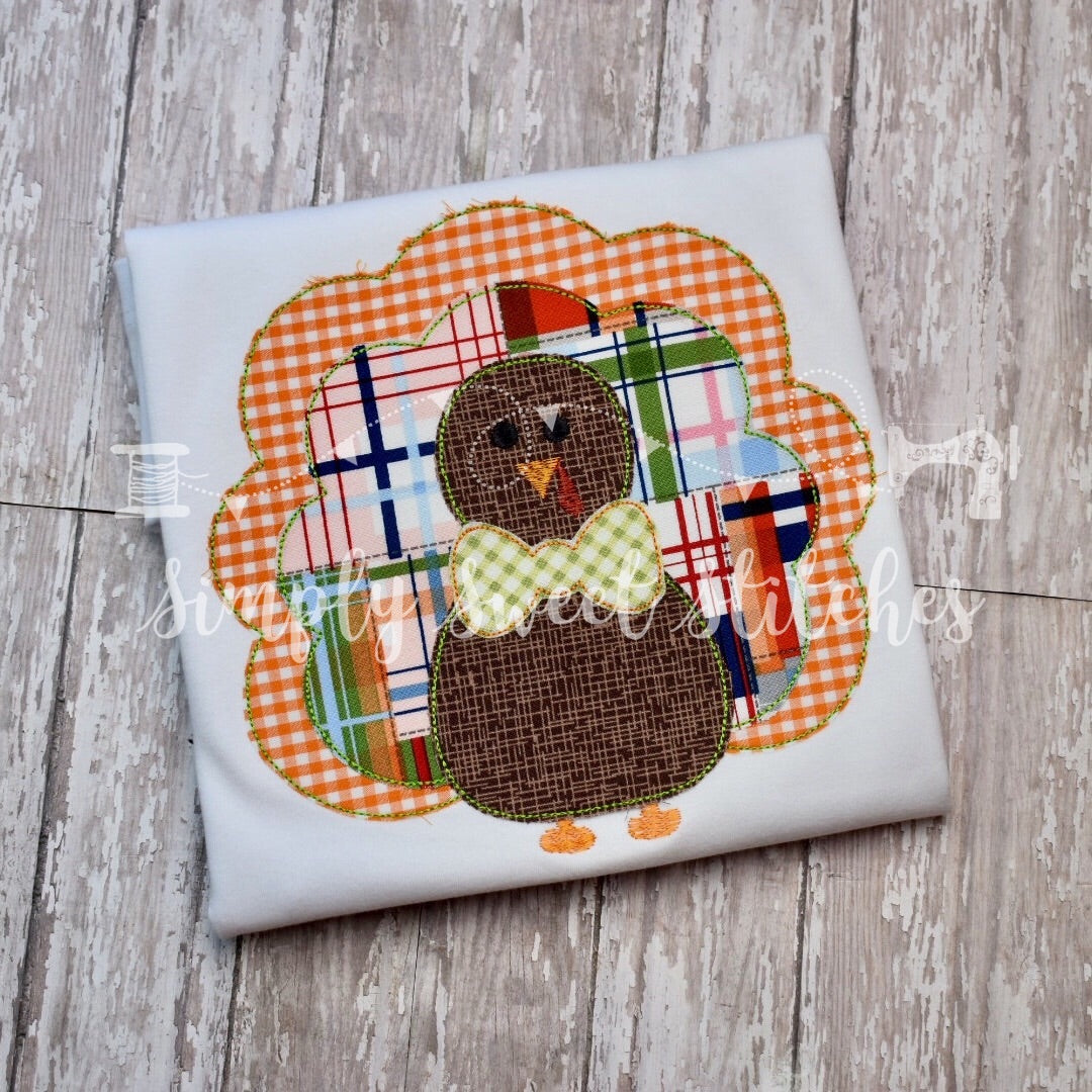 1469 - BOY TURKEY WITH NECK TIE - APPLIQUE CHILD SHIRT