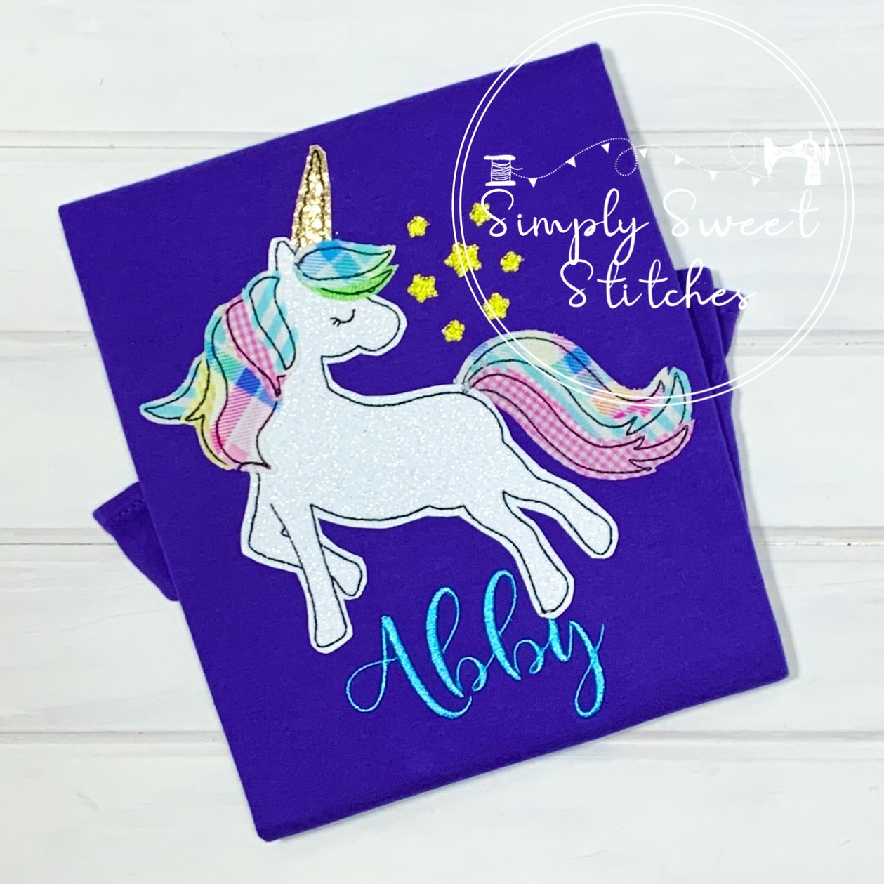 1701 - FANCY UNICORN - APPLIQUE CHILD SHIRT
