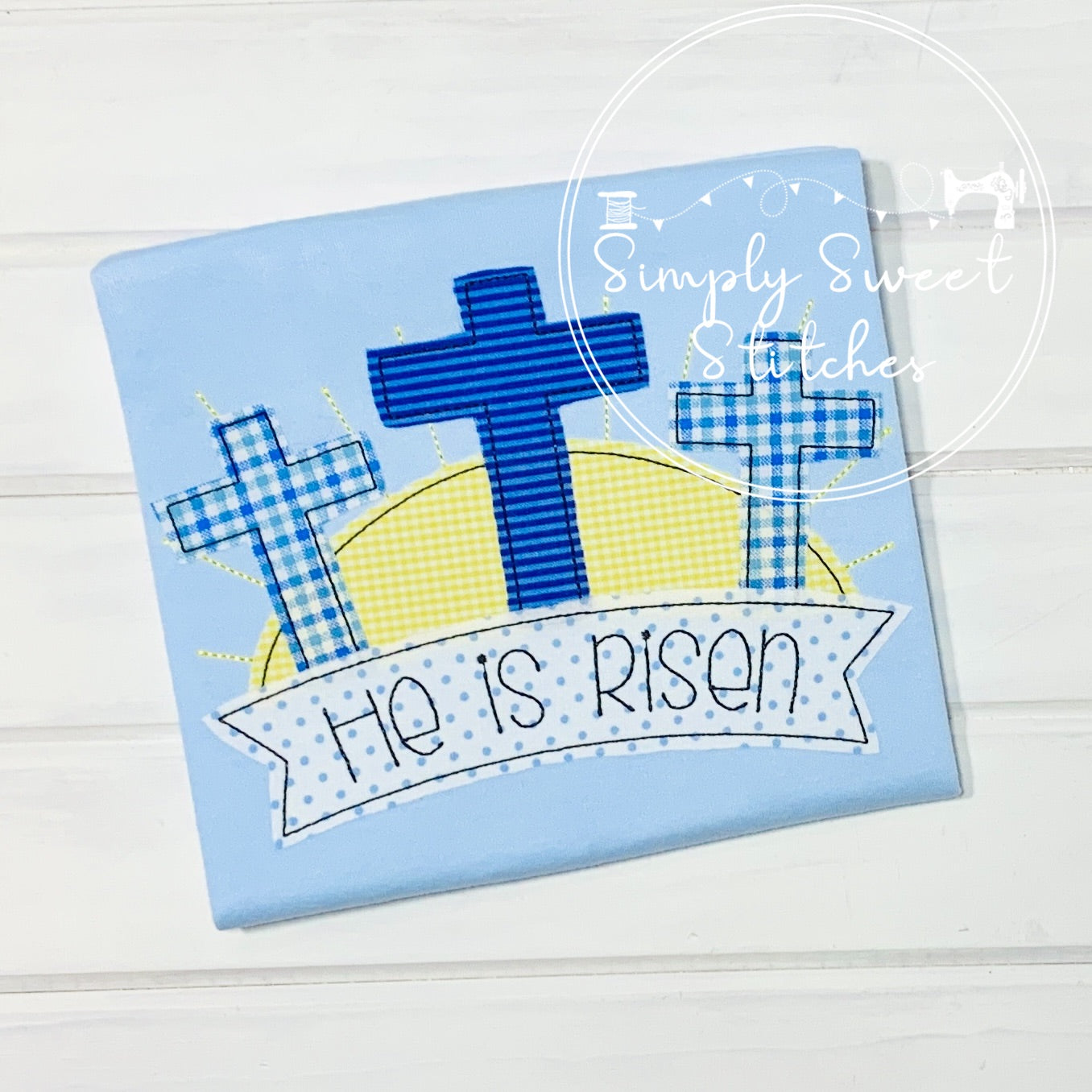 1537 - HE IS RISEN EASTER - APPLIQUE CHILD SHIRT