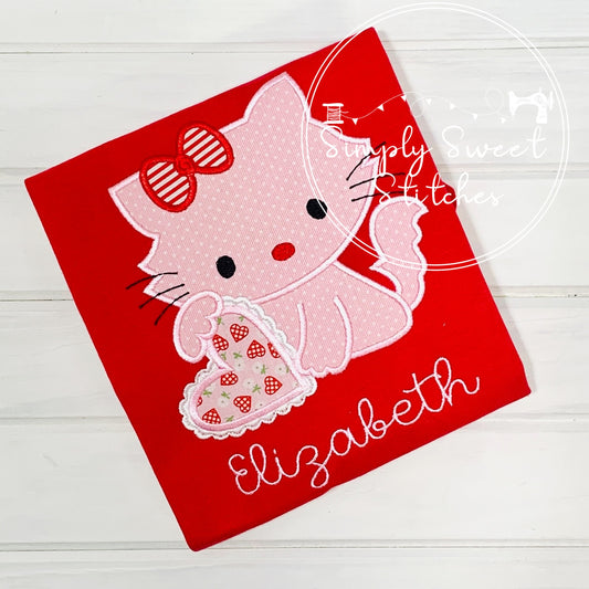 1326 - VALENTINES KITTY - APPLIQUE CHILD SHIRT
