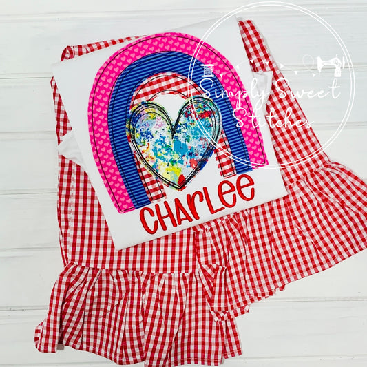 2234 - RAINBOW HEART - APPLIQUE CHILD SHIRT