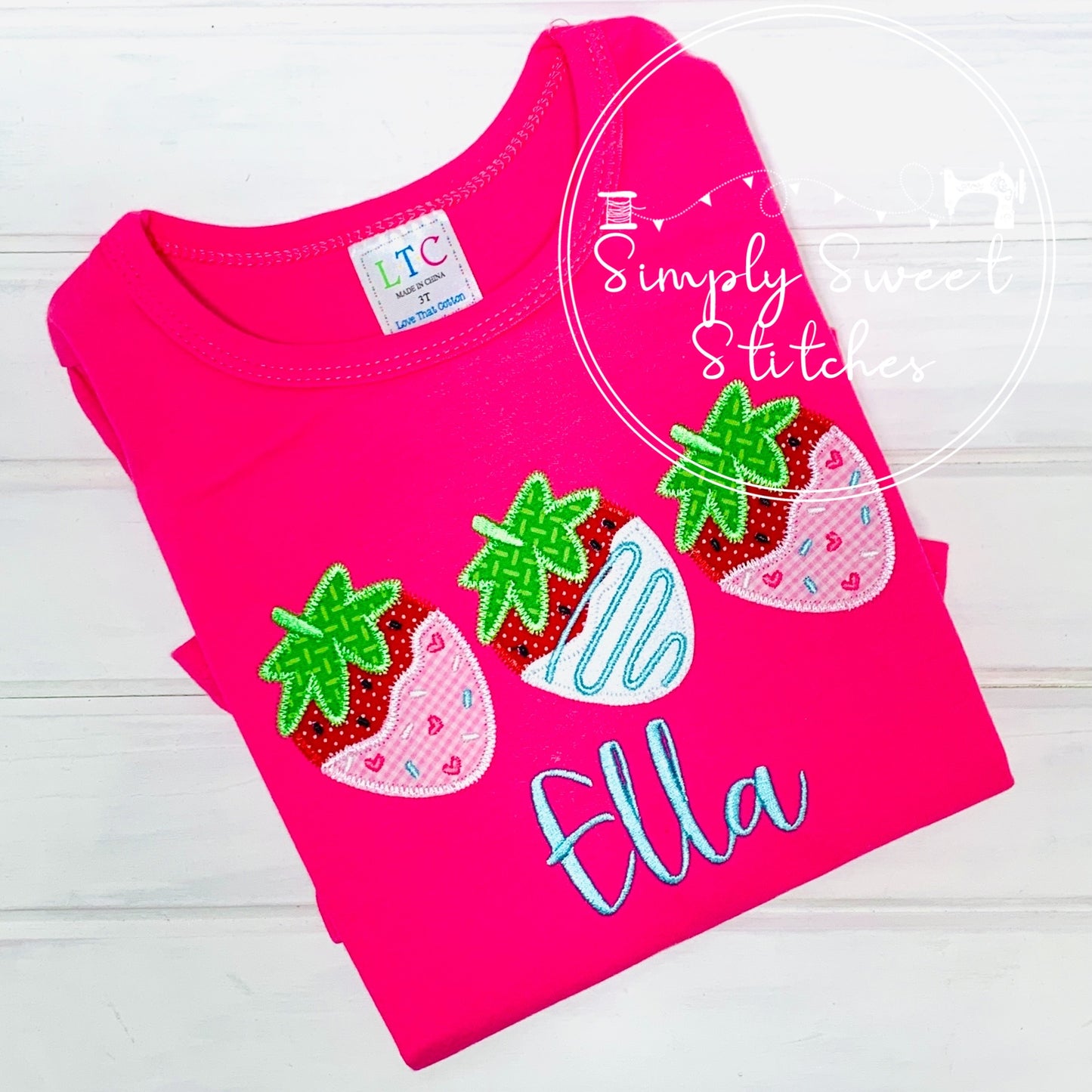 2235 - DIPPED STRAWBERRY TRIO - APPLIQUE CHILD SHIRT