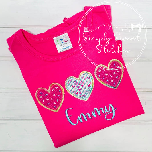 2236 - HEART COOKIES TRIO - APPLIQUE CHILD SHIRT