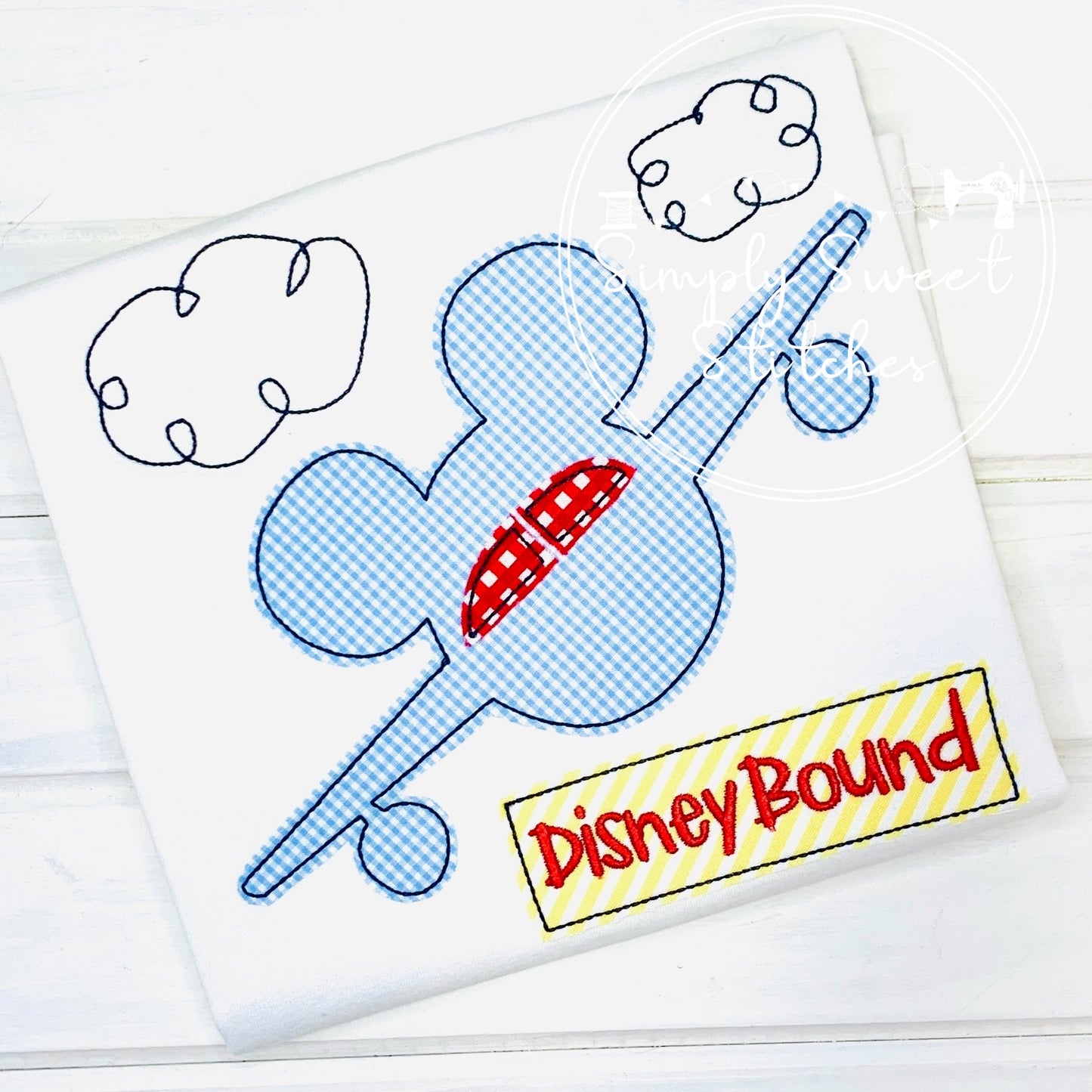 2263 - MOUSE EARS AIRPLANE - APPLIQUE CHILD SHIRT