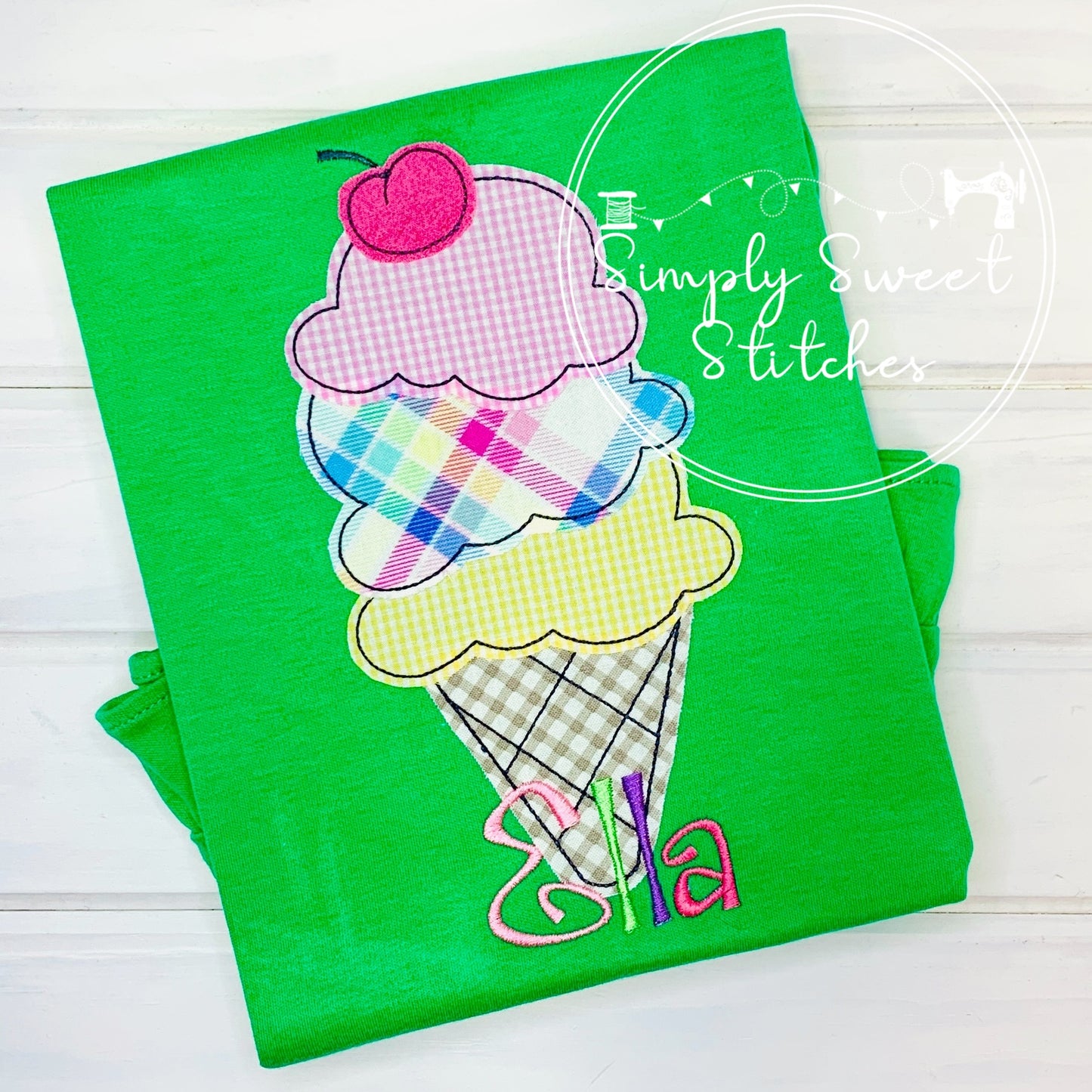 1669 - ICE CREAM CONE - APPLIQUE CHILD SHIRT