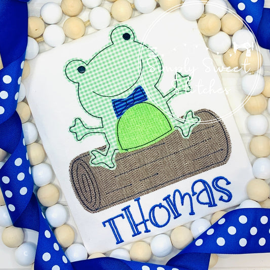 2268 - FROG ON A LOG - APPLIQUE CHILD SHIRT