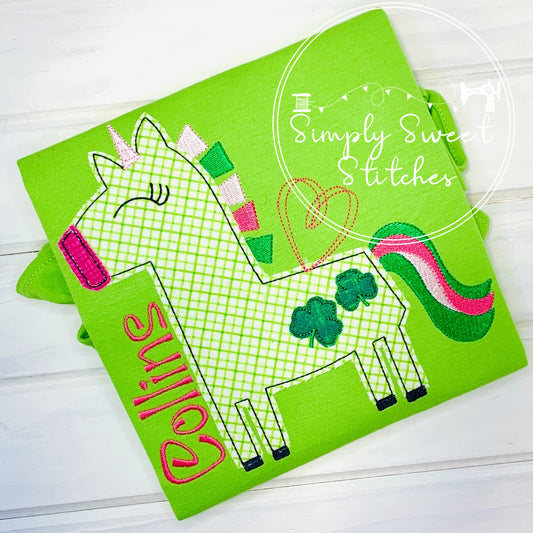 2241 - ST PATRICKS DAY UNICORN - APPLIQUE CHILD SHIRT