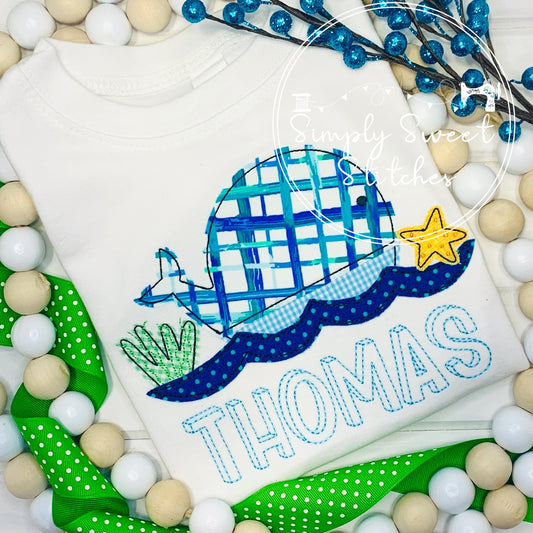 2272 - WHALE SCENE - APPLIQUE CHILD SHIRT