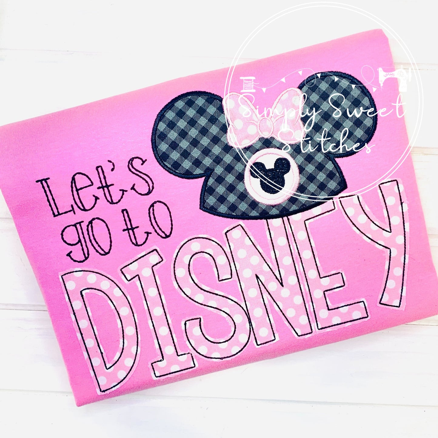 2074 - LET'S GO TO DISNEY - APPLIQUE CHILD SHIRT