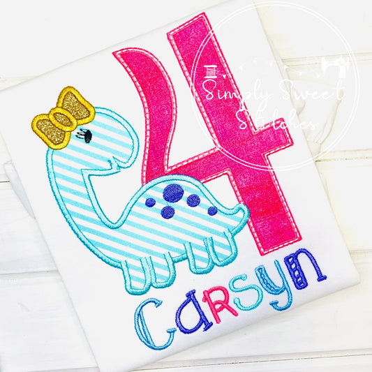 1973 - DINOSAUR BIRTHDAY NUMBER - APPLIQUE CHILD SHIRT