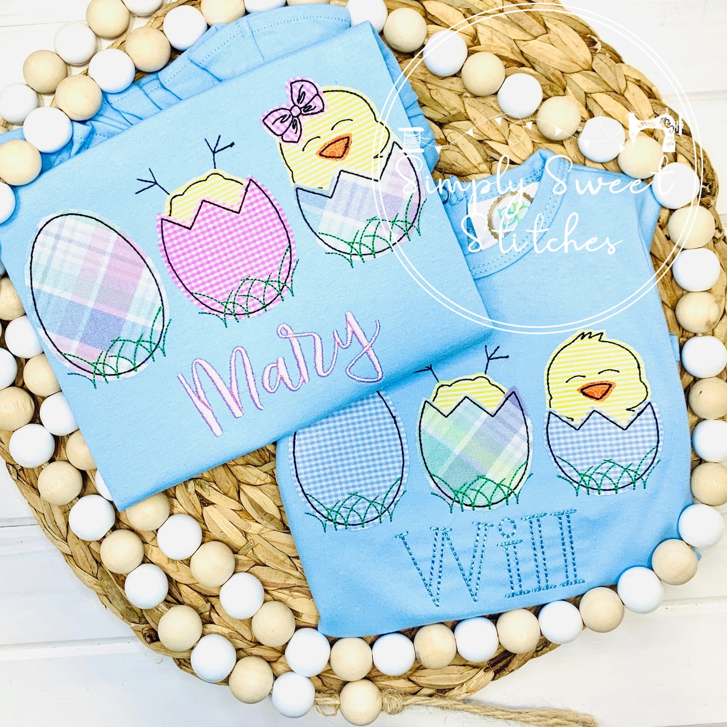 2170 - CHICKS IN EGGS WITH BOW APPLIQUE - CHILD SHIRT