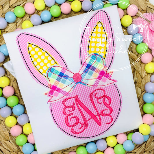 1510 - GIRL BUNNY FACE - APPLIQUE CHILD SHIRT