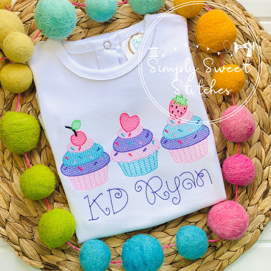 2314 - CUPCAKE TRIO - SKETCH CHILD SHIRT