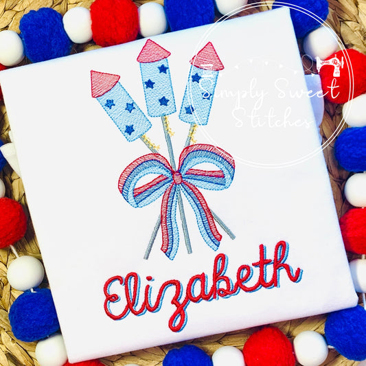 2328 - FIREWORKS TRIO WITH BOW - SKETCH CHILD SHIRT