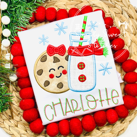 2210 - COOKIES AND MILK GIRL - APPLIQUE CHILD SHIRT