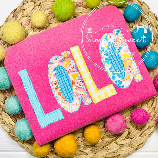 2038 - GRANDPARENT NAME APPLIQUE - ADULT SHIRT