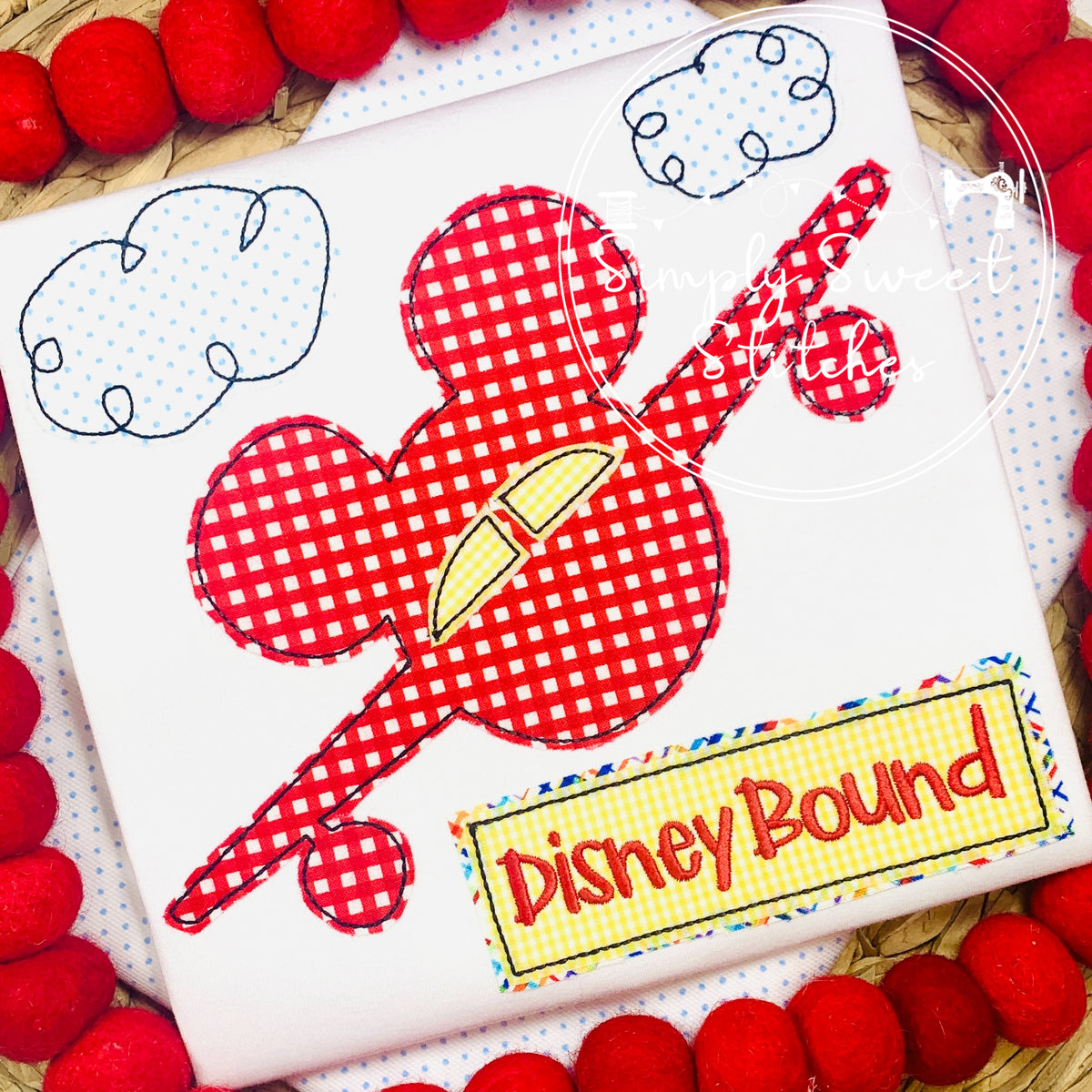 2263 - MOUSE EARS AIRPLANE - APPLIQUE CHILD SHIRT
