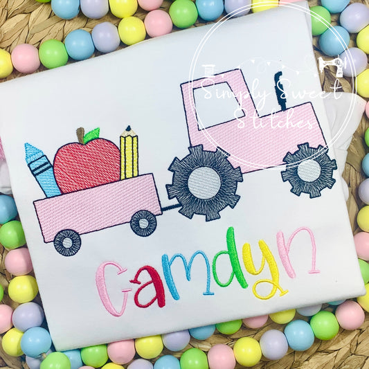 2339 - SCHOOL SUPPLIES TRACTOR - SKETCH CHILD SHIRT