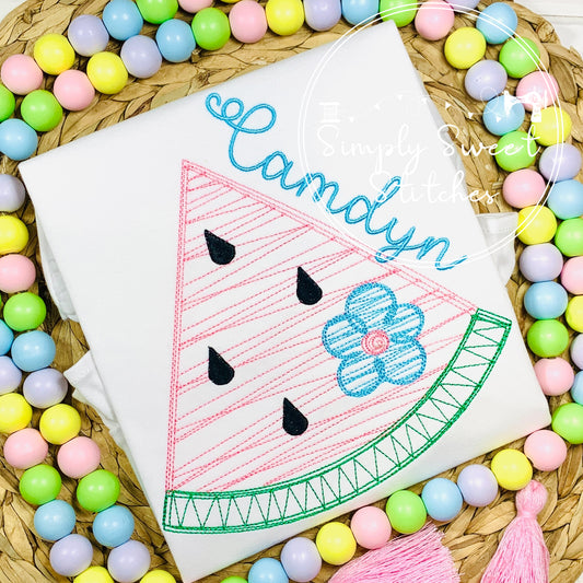 2005 - WATERMELON SLICE WITH FLOWER - SKETCH CHILD SHIRT