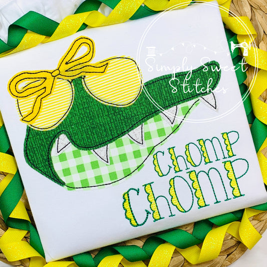 2344 - CHOMP CHOMP ALLIGATOR FACE - APPLIQUE CHILD SHIRT