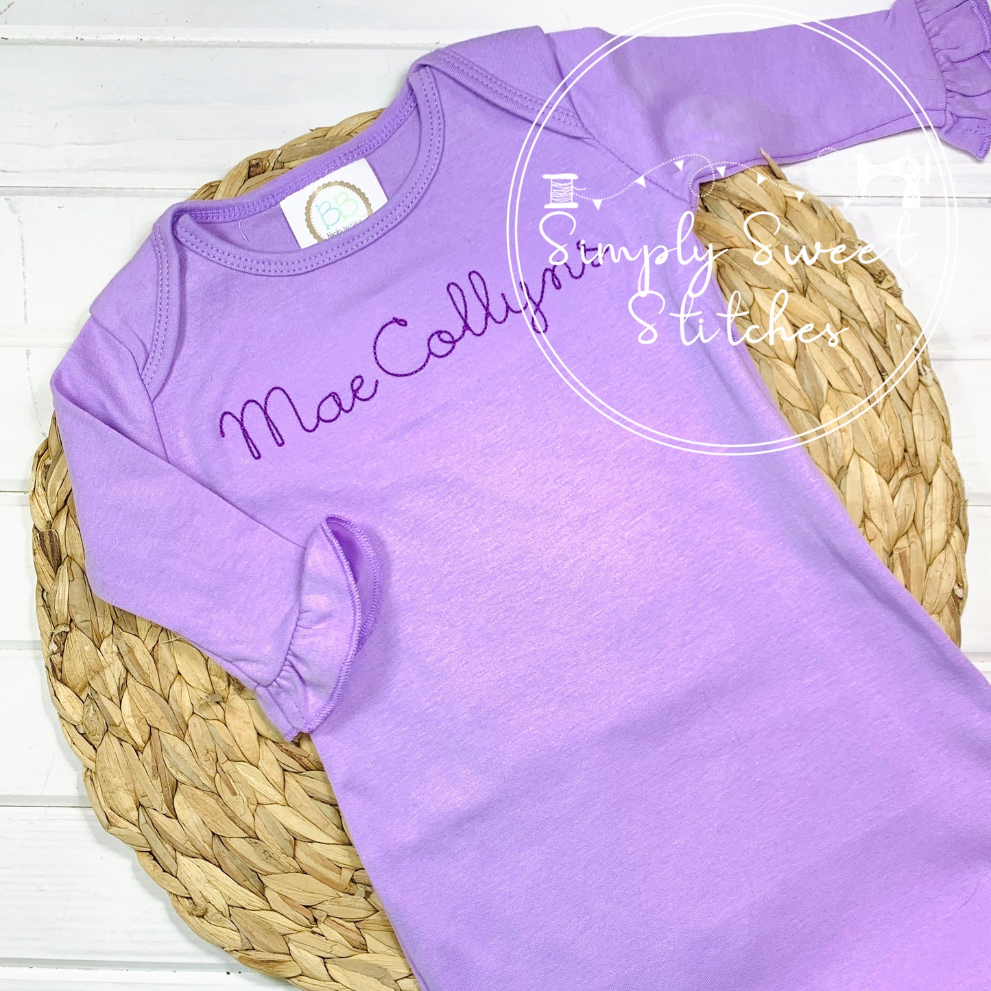 1381 - FULL NAME - EMBROIDERY BABY GOWN