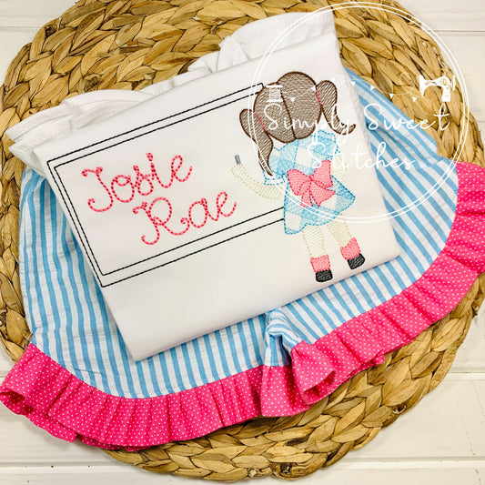 1689 - GIRL CHALKBOARD BACK TO SCHOOL - SKETCH CHILD SHIRT