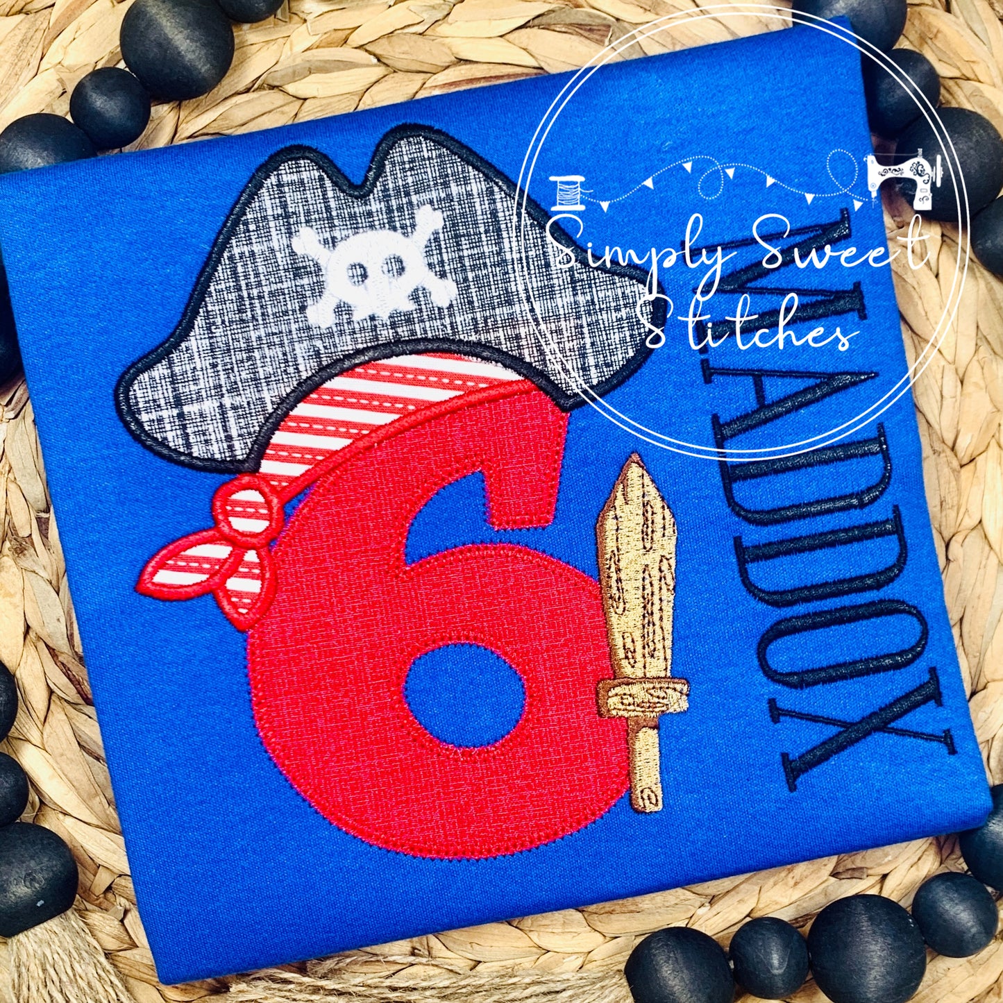 1078 - PIRATE HAT NUMBER BIRTHDAY - APPLIQUE CHILD SHIRT