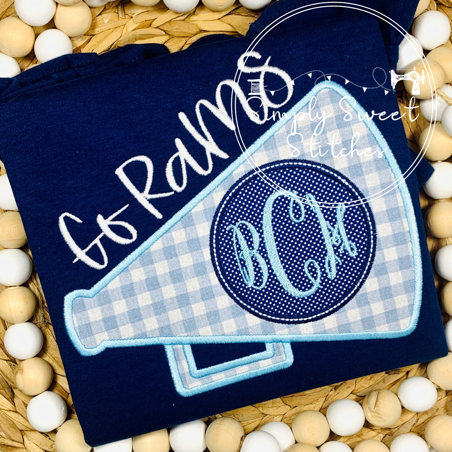 2416 - RAMS MEGAPHONE - APPLIQUE CHILD SHIRT