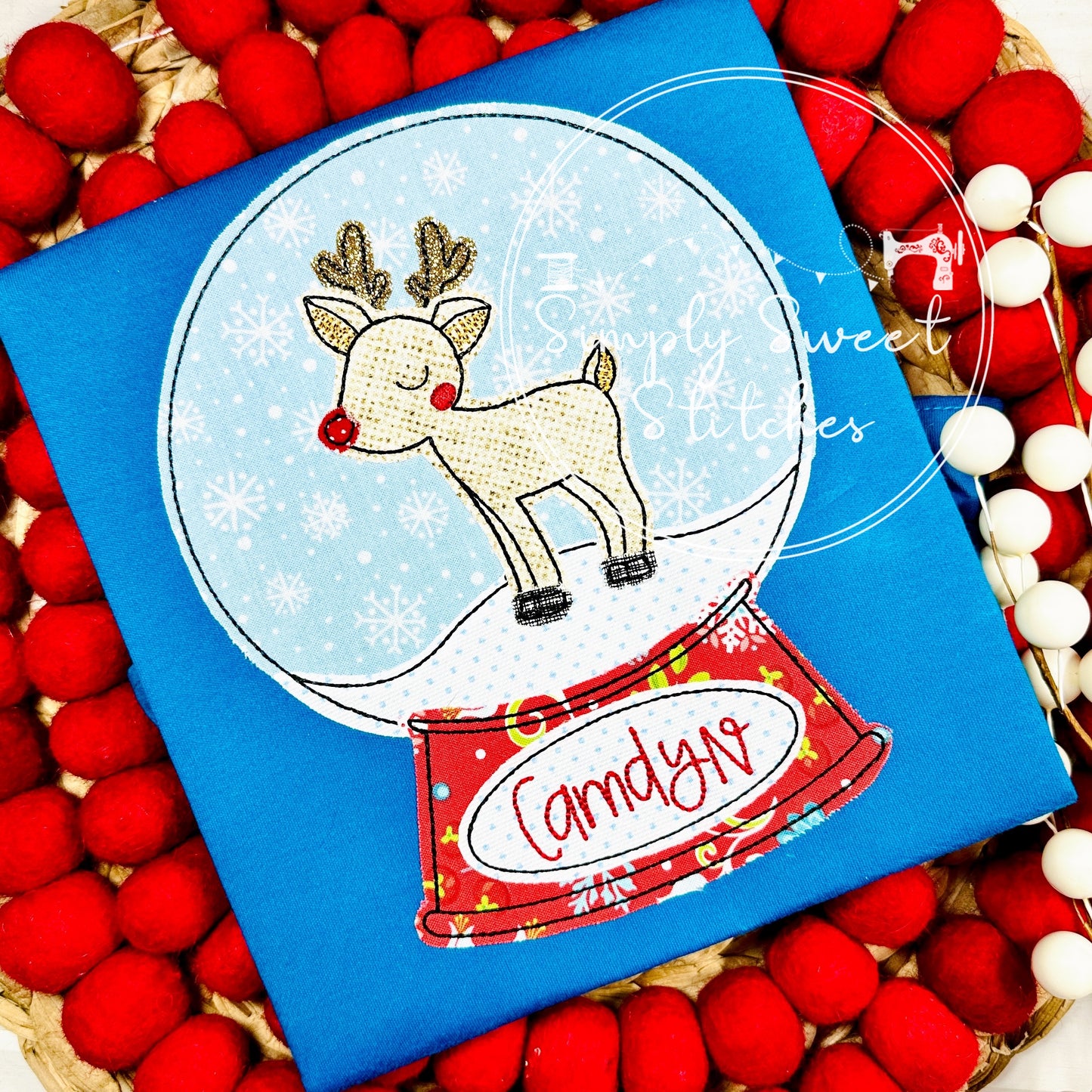 2392 - REINDEER SNOW GLOBE - APPLIQUE CHILD SHIRT