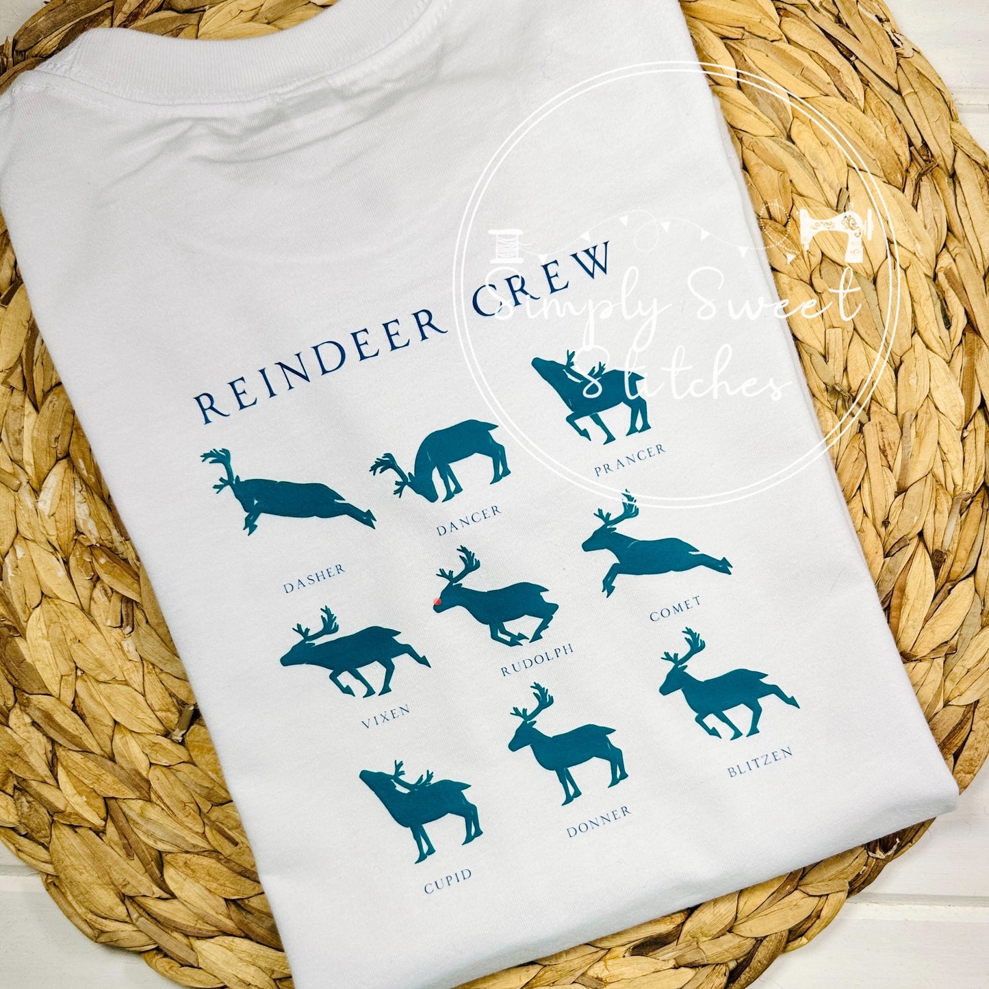 2394 - REINDEER CREW POCKET & BACK - HEAT PRESS CHILD SHIRT