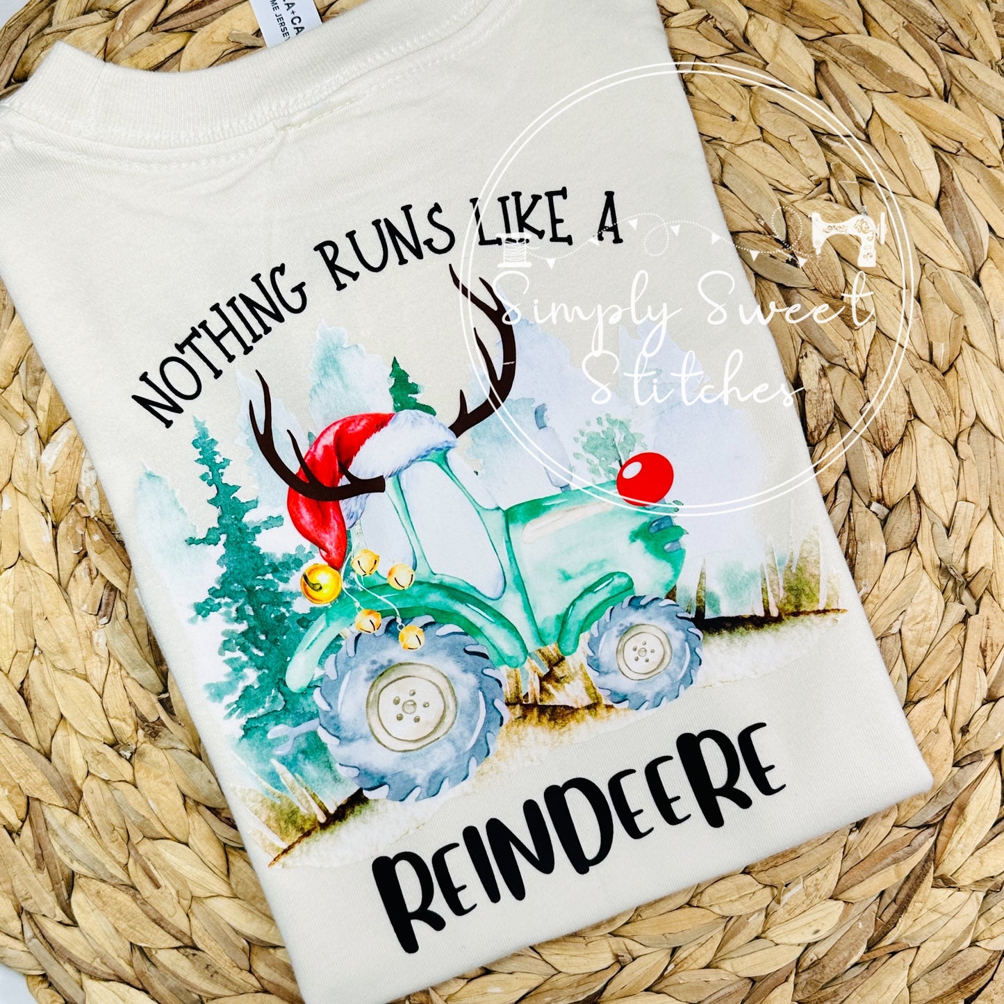 2396 - RUNS LIKE A REINDEER POCKET & BACK - HEAT PRESS CHILD SHIRT