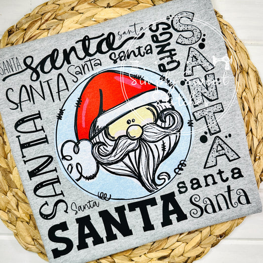 2397 - SANTA WORDING - HEAT PRESS ADULT SHIRT