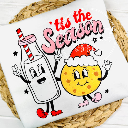 2404 - TIS THE SEASON MILK & COOKIES - HEAT PRESS CHILD SHIRT