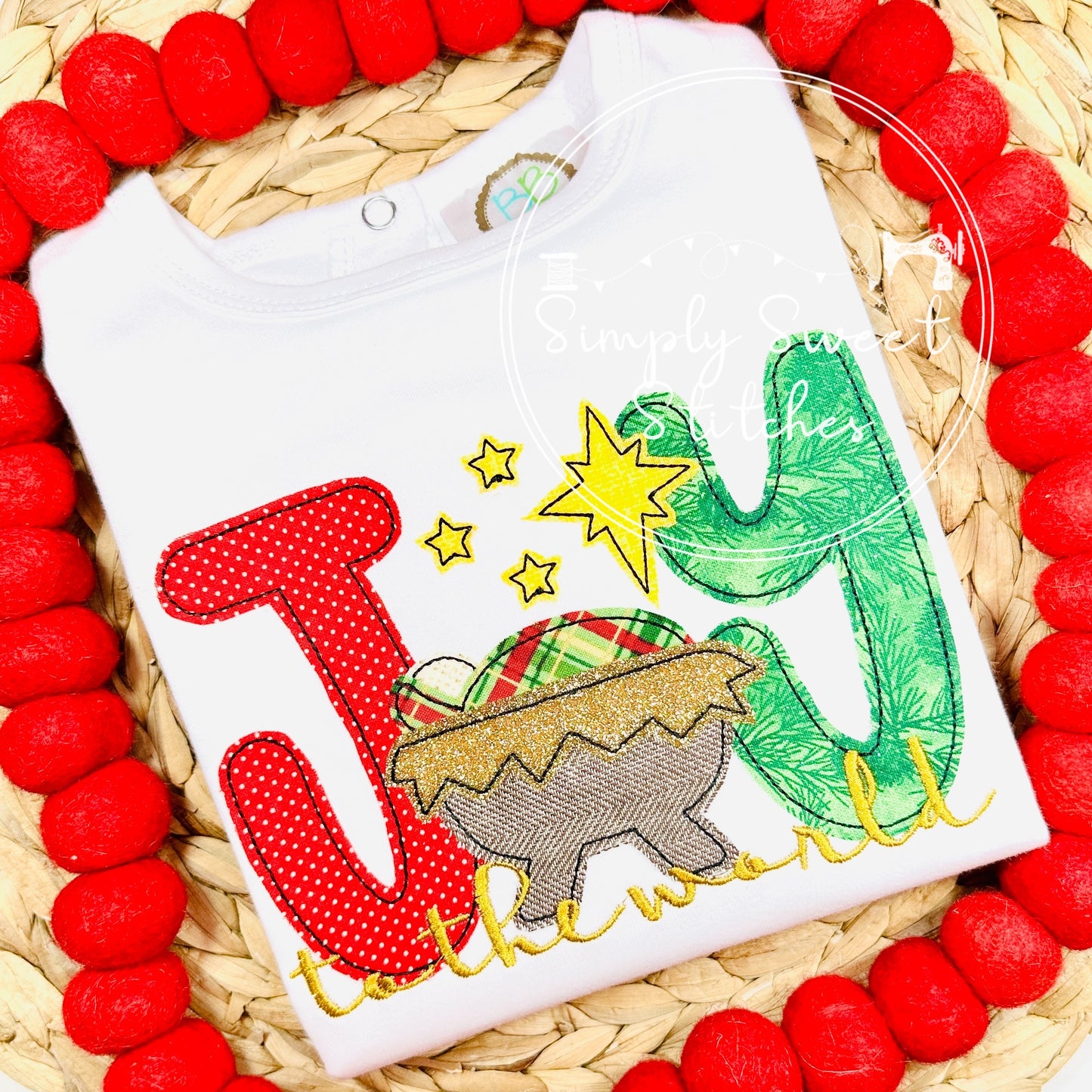 2421 - JOY TO THE WORLD - APPLIQUE CHILD SHIRT