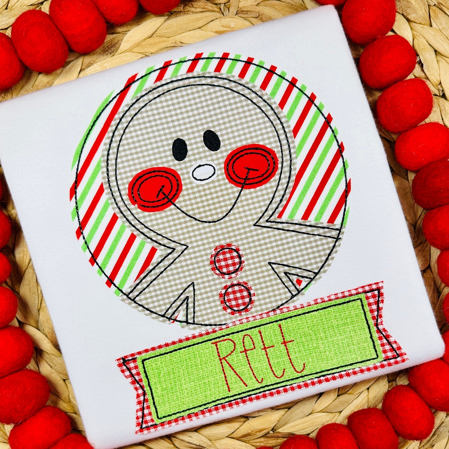 2422 - GINGERBREAD CIRCLE BOY - APPLIQUE CHILD SHIRT
