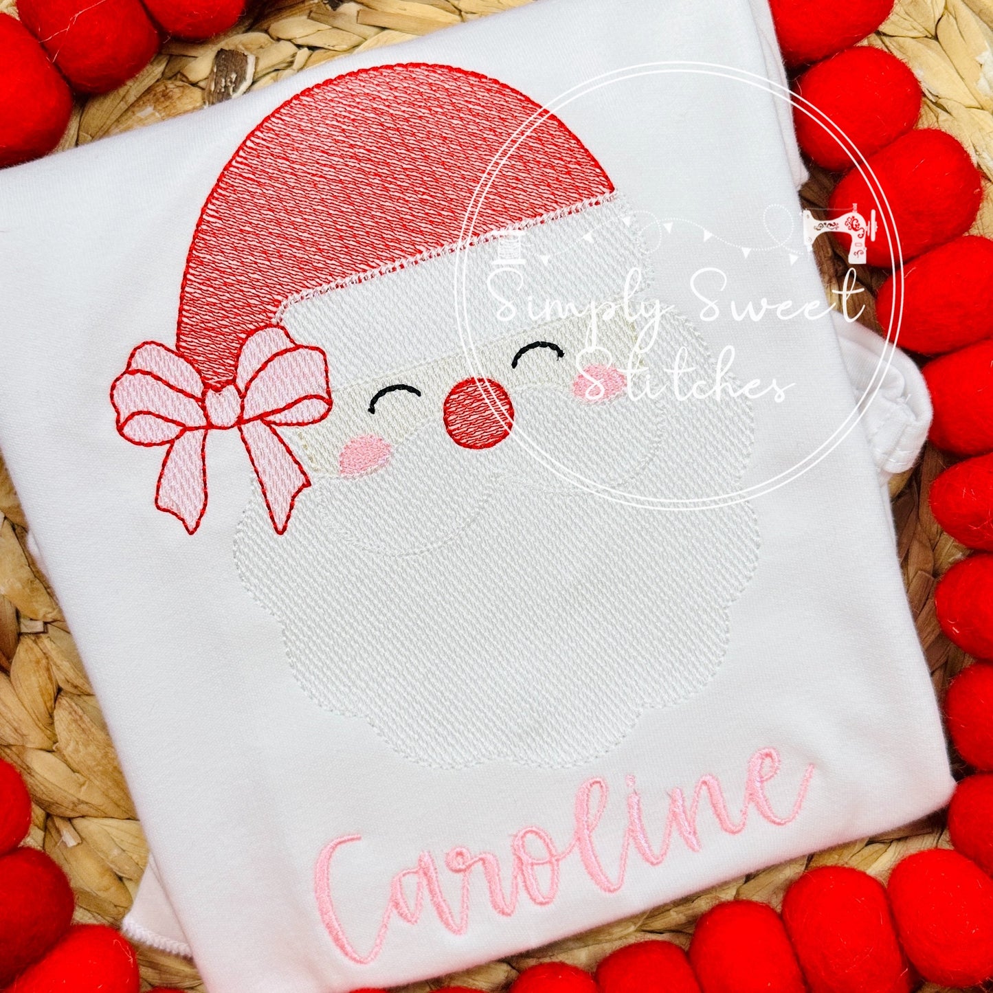 2429 - SANTA FACE WITH BOW - SKETCH CHILD SHIRT