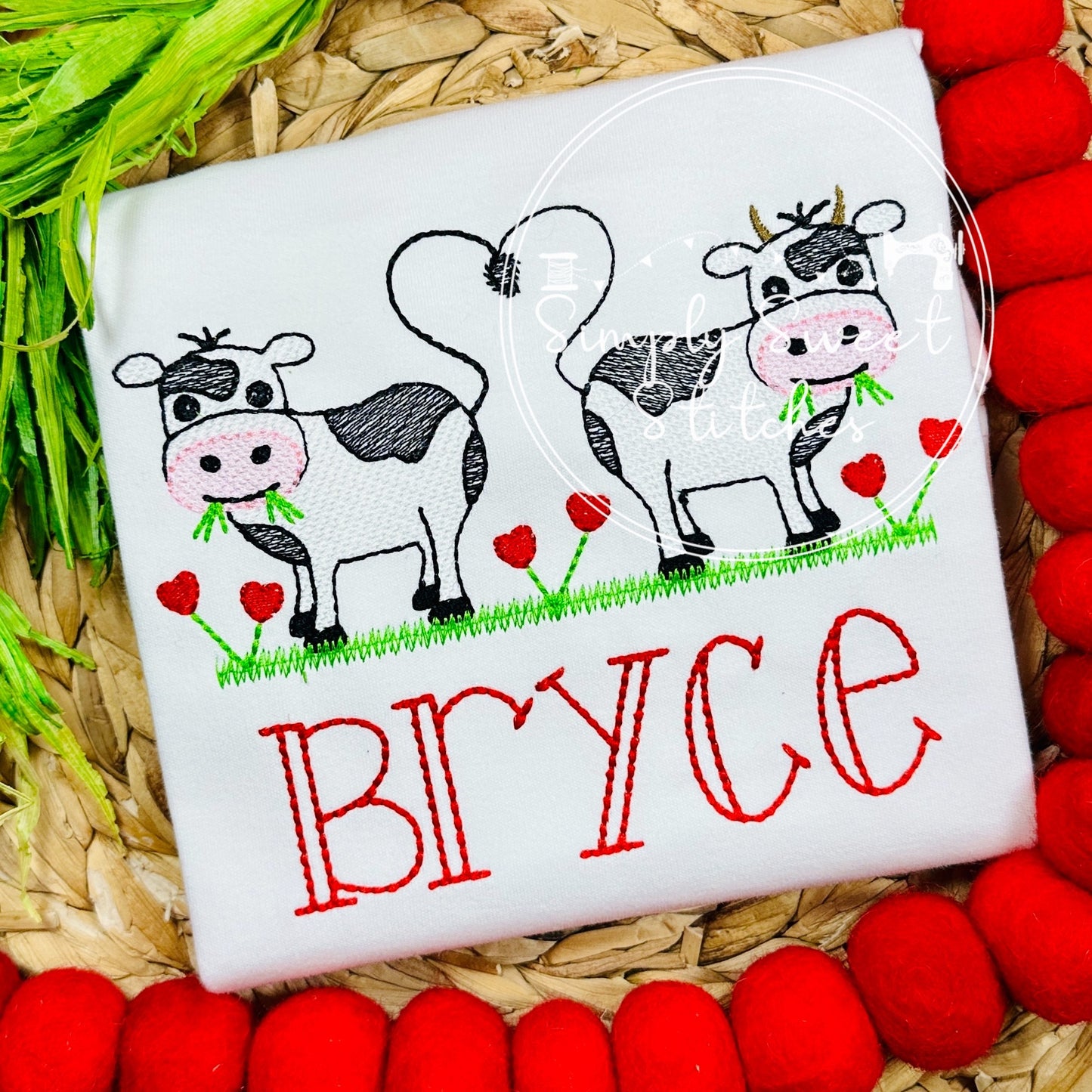 2446 - VALENTINE'S DAY COW - SKETCH CHILD SHIRT