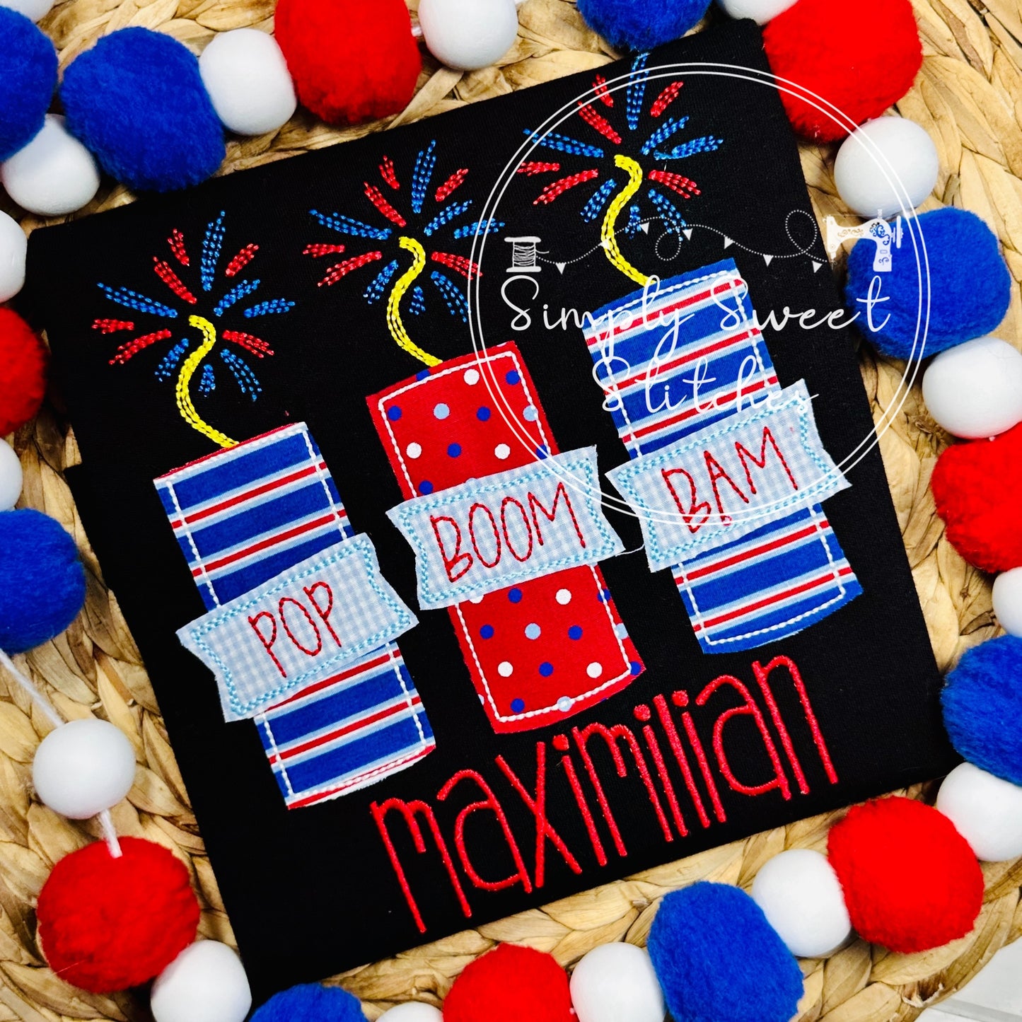 1725 - FIREWORKS TRIO - APPLIQUE CHILD SHIRT