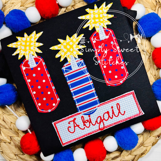 1606 - BOYS FIRECRACKER TRIO - APPLIQUE CHILD SHIRT