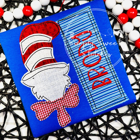 2461 - CAT WITH TALL HAT - APPLIQUE CHILD SHIRT