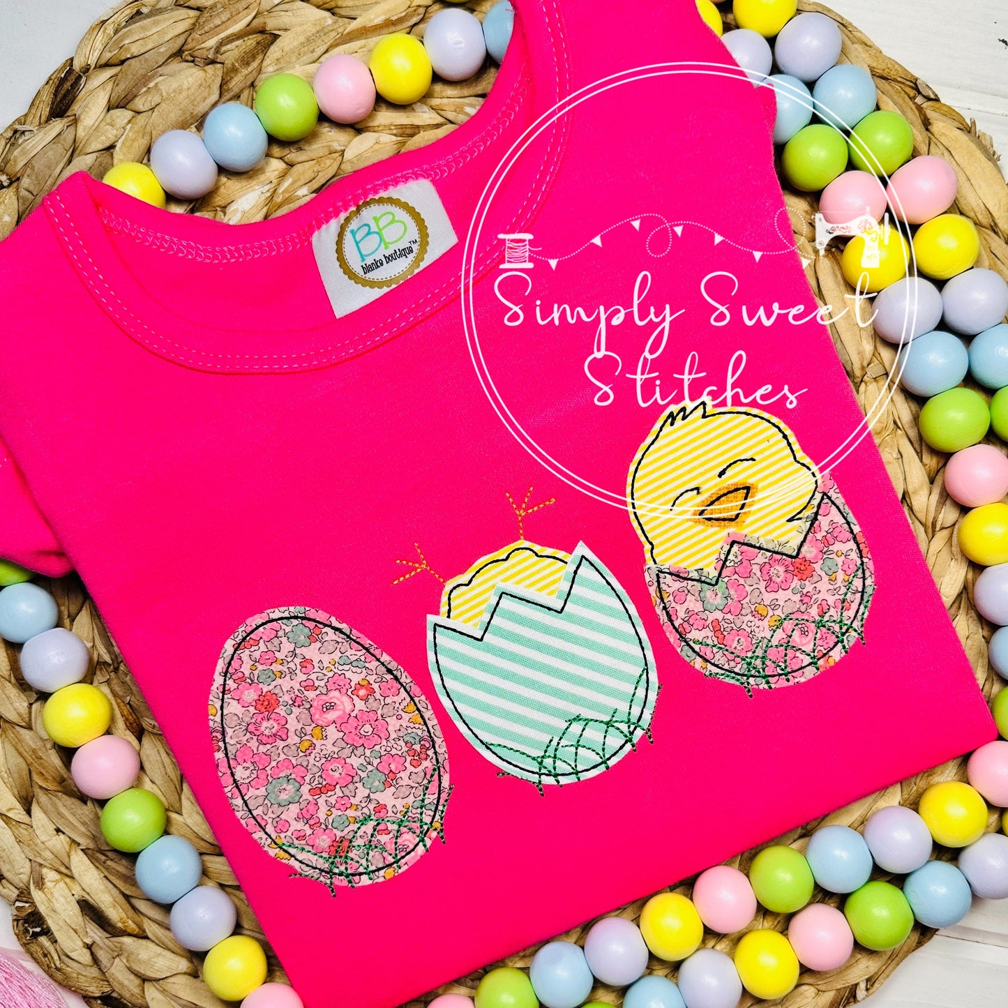 2170 - CHICKS IN EGGS WITH BOW APPLIQUE - CHILD SHIRT