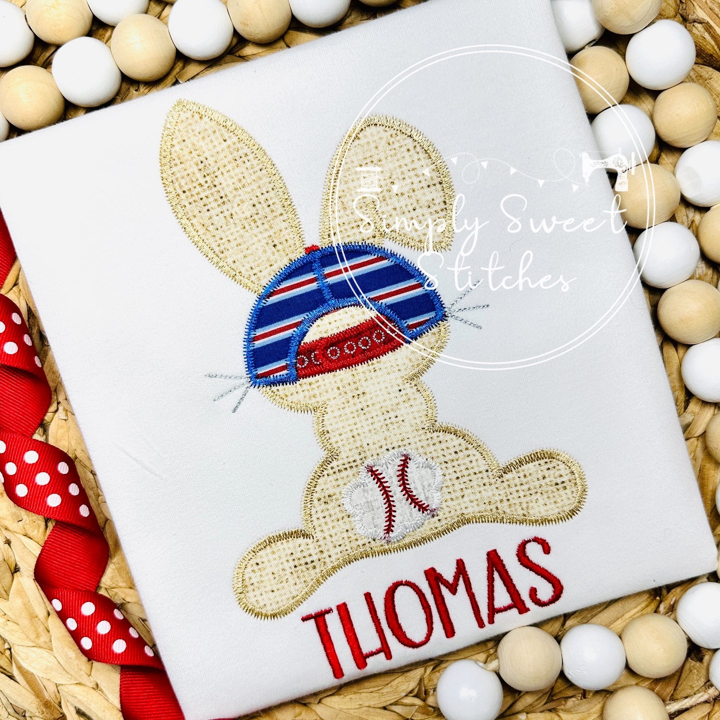 2473 - BASEBALL BUNNY - APPLIQUE CHILD SHIRT